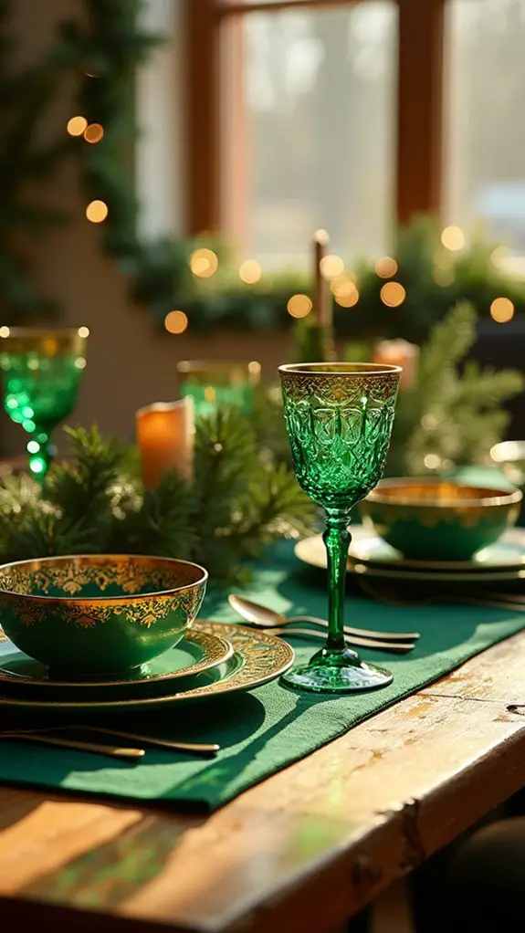 luxe green glassware elegance