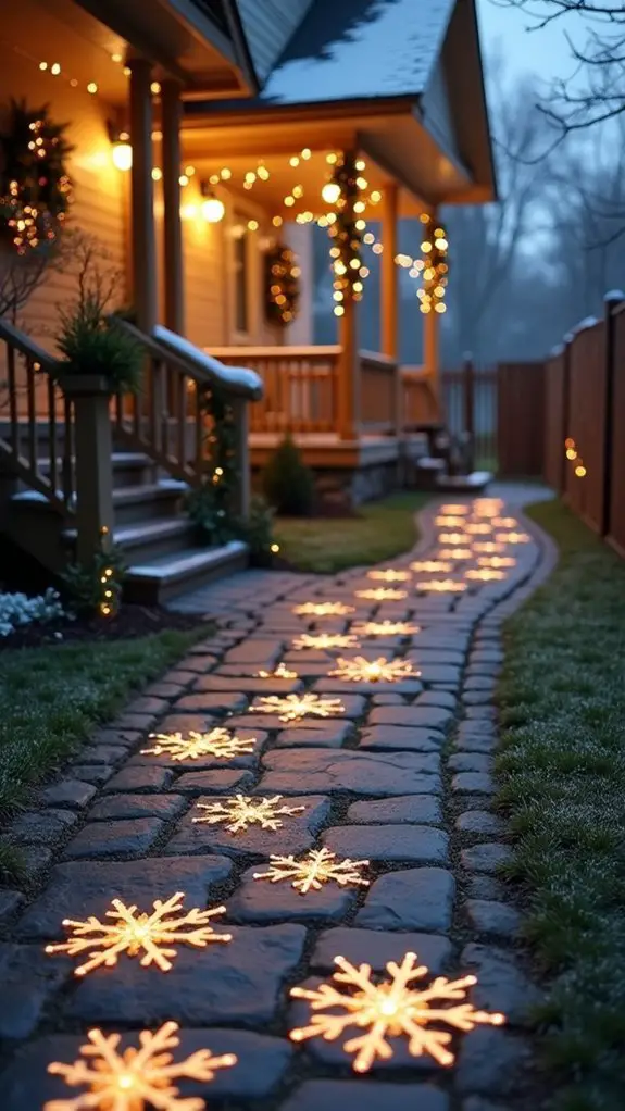 magical snowy pathway lights