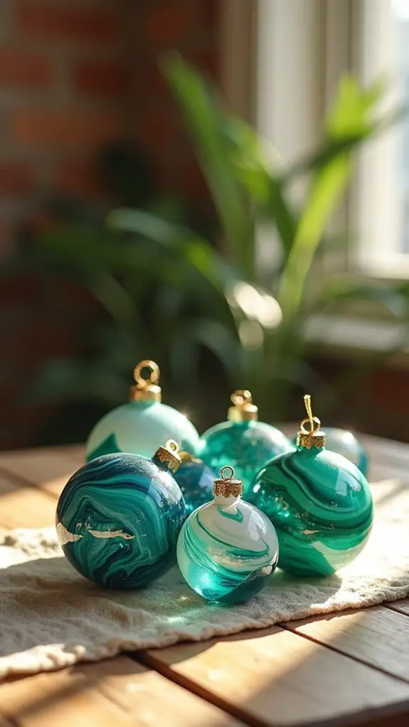 marbled acrylic holiday ornaments