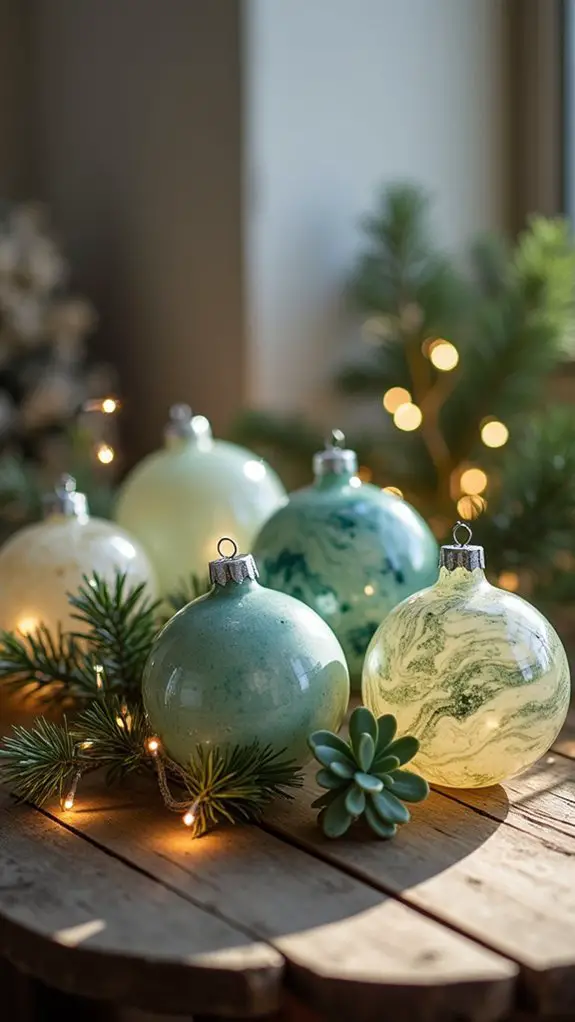 marbled upcycled glass ornaments