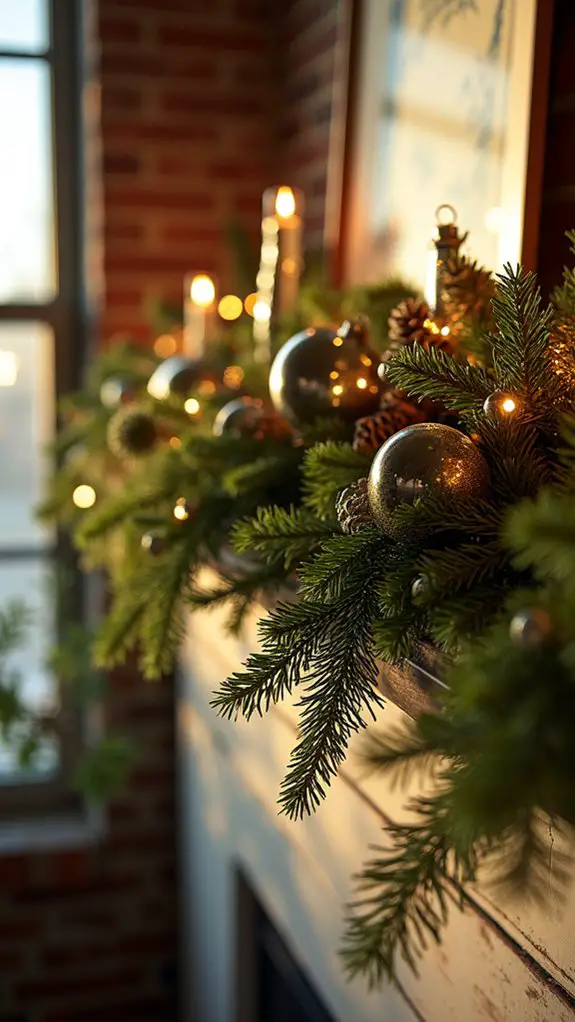 mercury glass and greenery