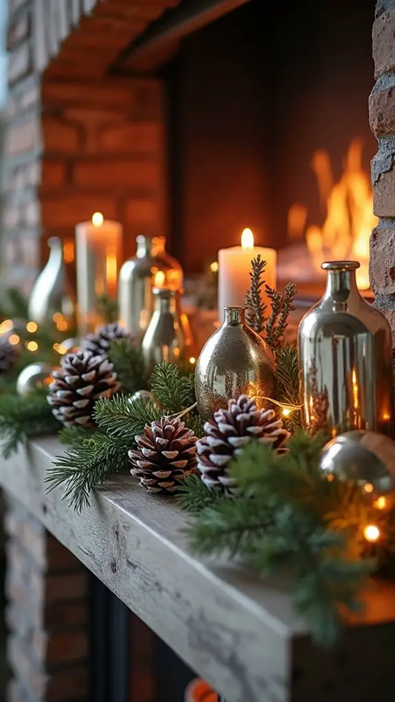 mercury glass pinecone arrangements