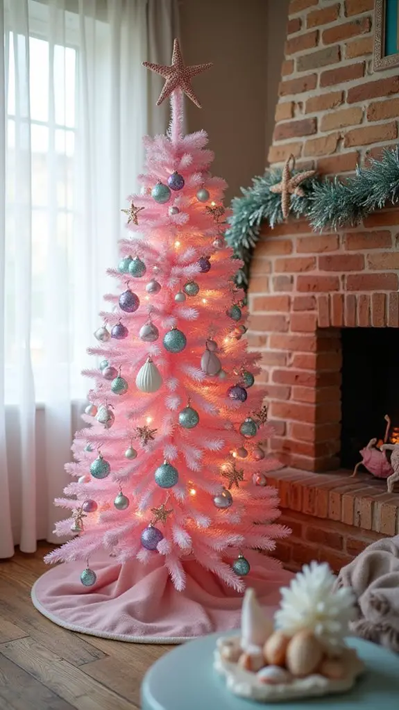 mermaid inspired pink christmas tree