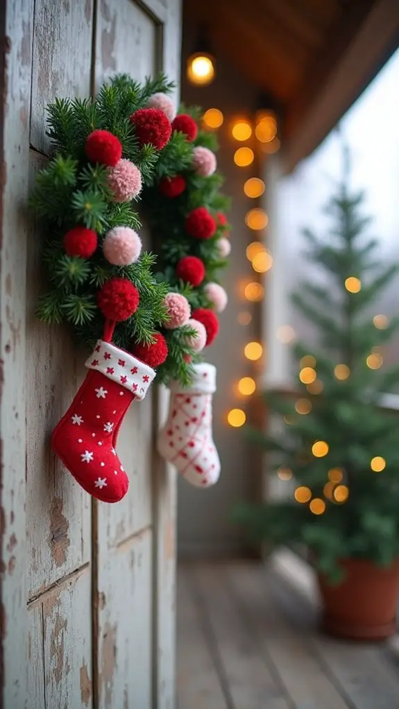 mini stockings holiday wreath