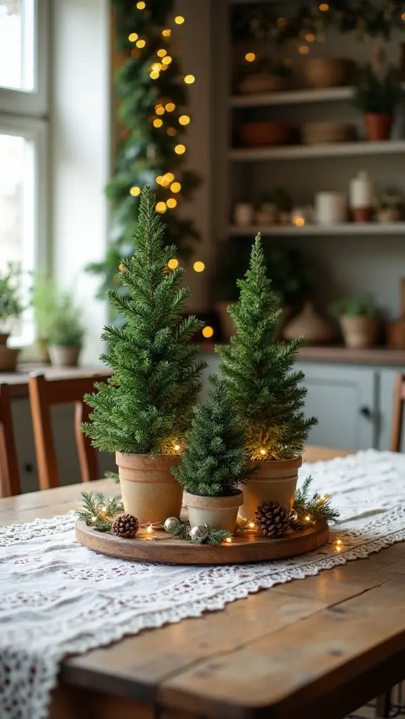 miniature trees enhance festivities