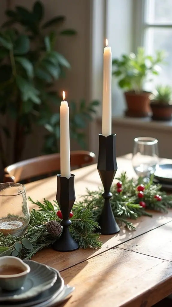 minimalist candle holders foliage