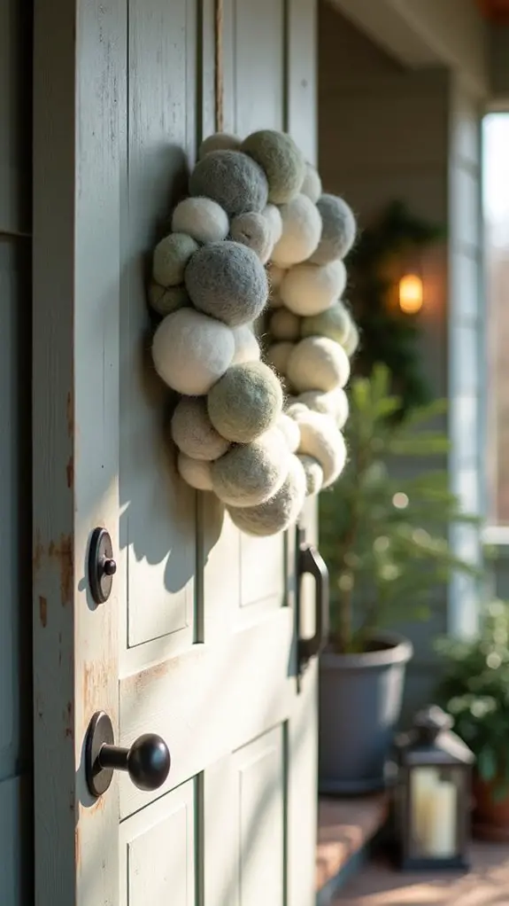 minimalist felt ball wreath