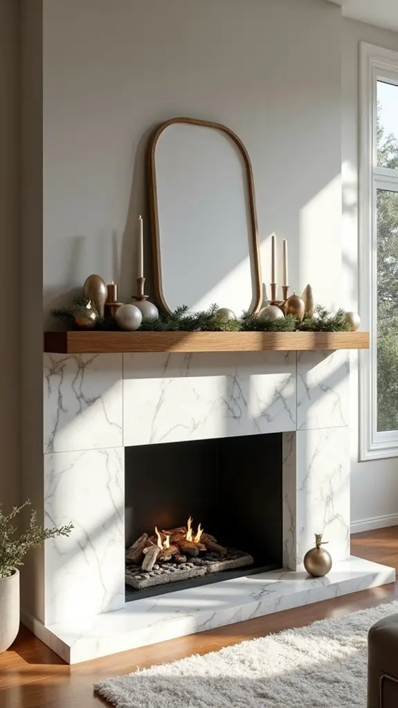 minimalist marble fireplace decor