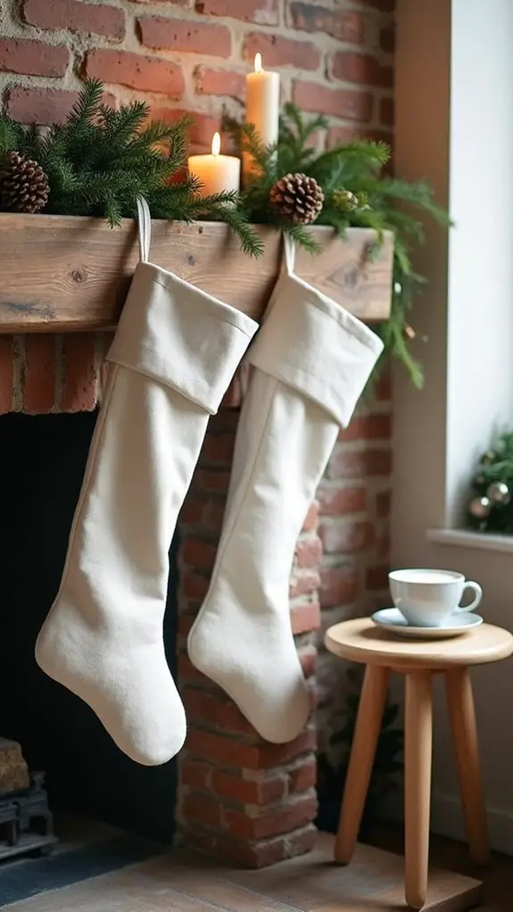 minimalist neutral stockings display