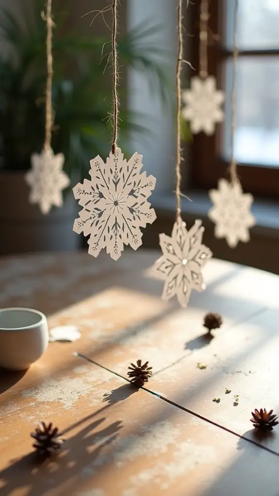 minimalist paper snowflake decorations