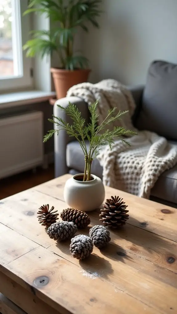 minimalist pinecone holiday decor