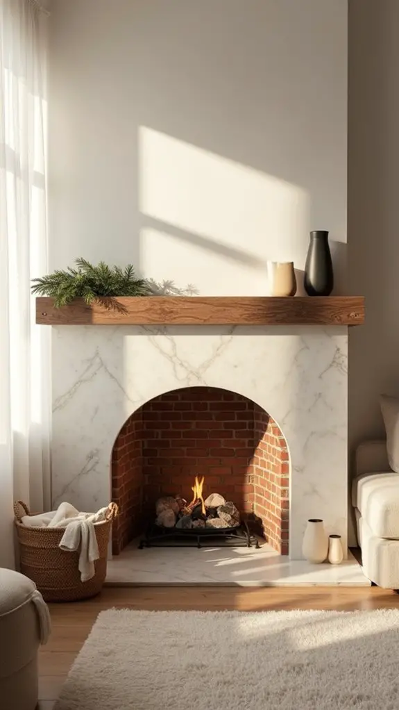 minimalist scandinavian fireplace decor