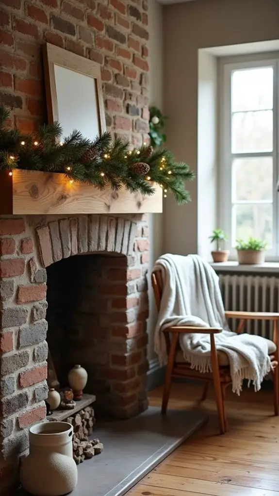 minimalist wooden mantle decor