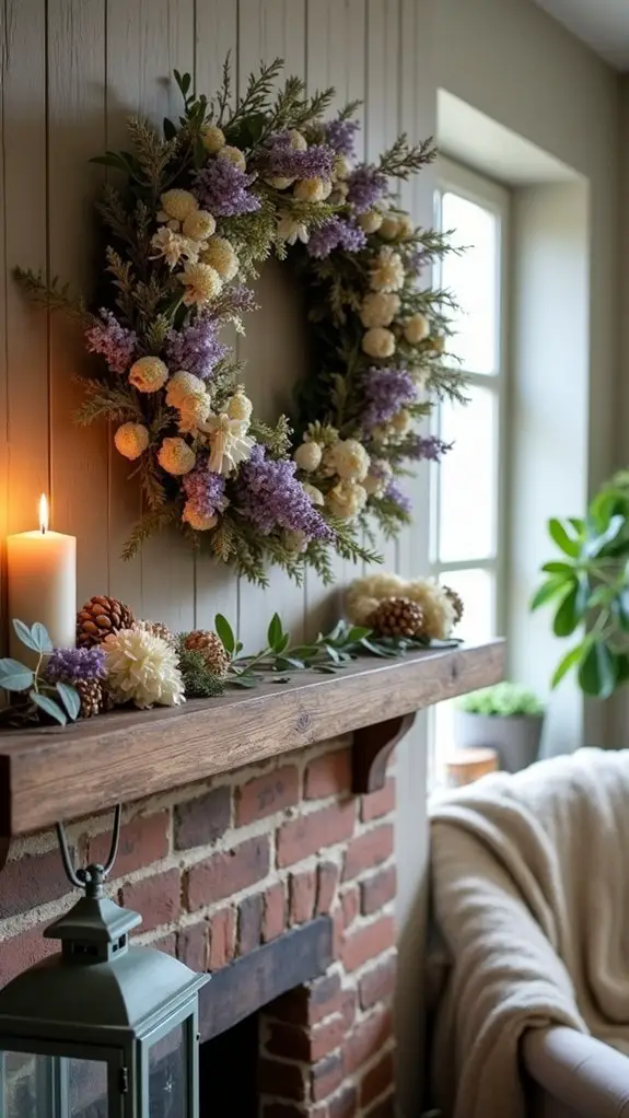 mixed dried flower wreath