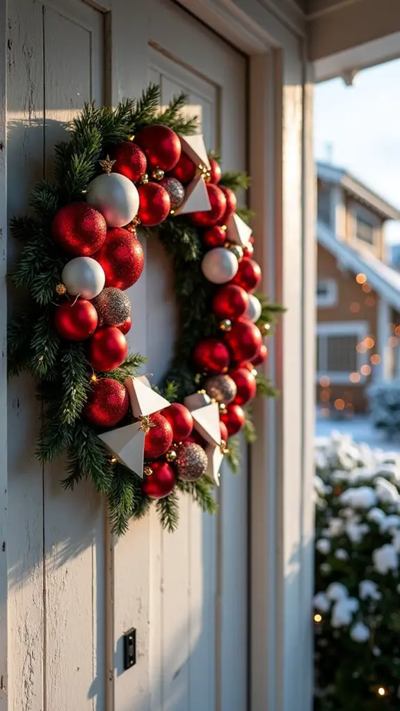 modern geometric holiday wreath
