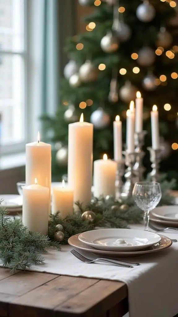 monochromatic candle display elegance