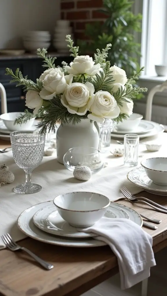 monochromatic christmas table elegance