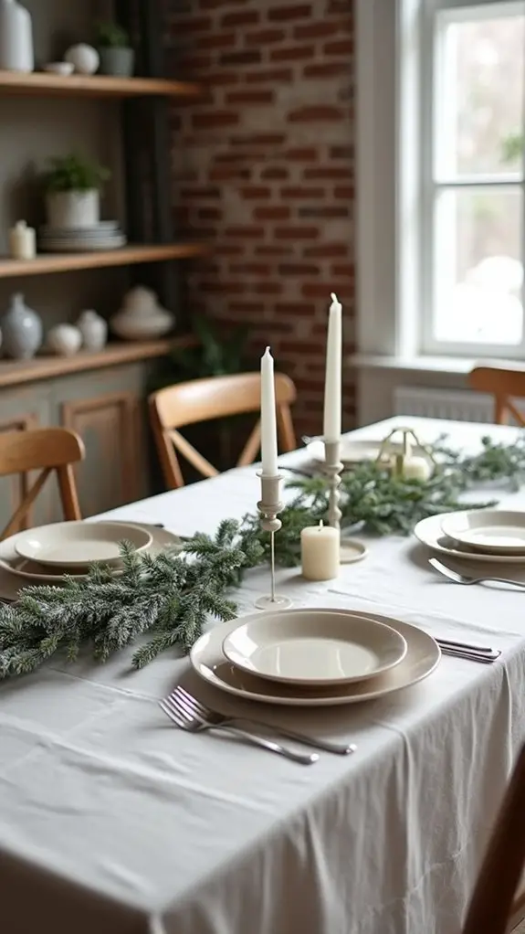 monochromatic minimalist christmas table