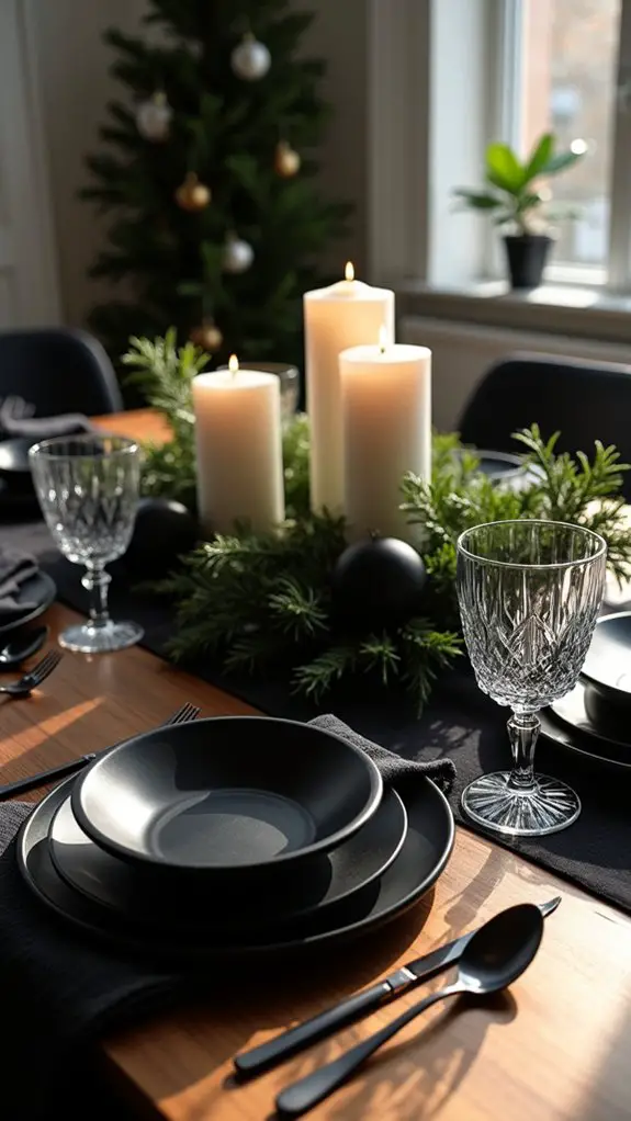 monochrome christmas table decor