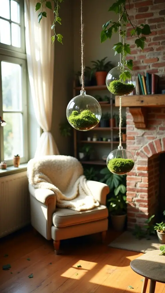 moss filled clear ornaments