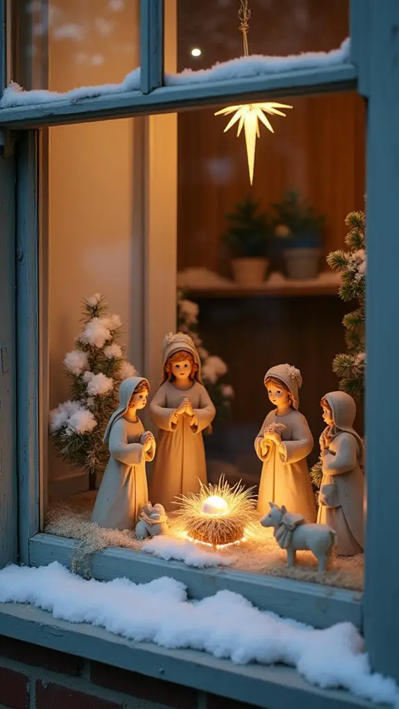 nativity scene window display
