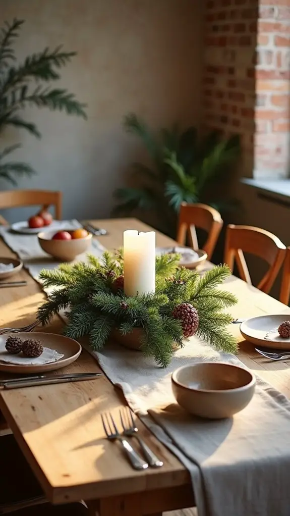 natural holiday table decor
