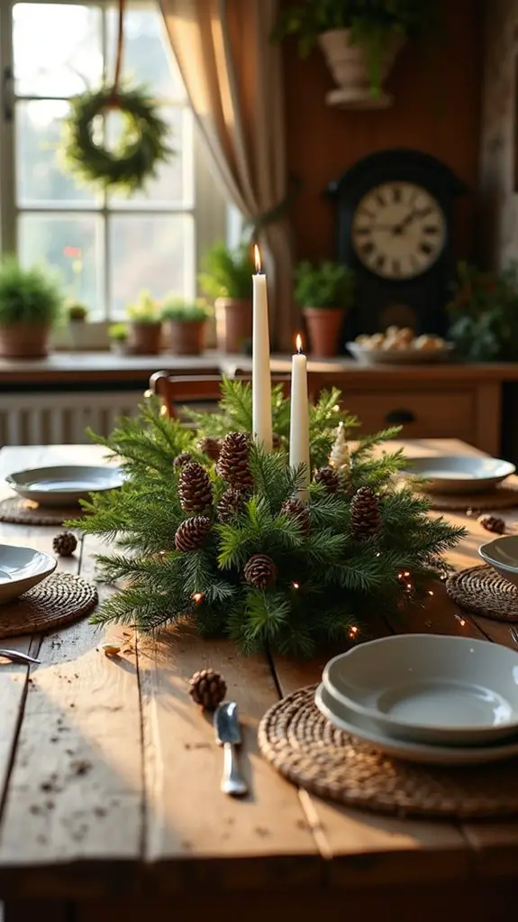 natural holiday table decor