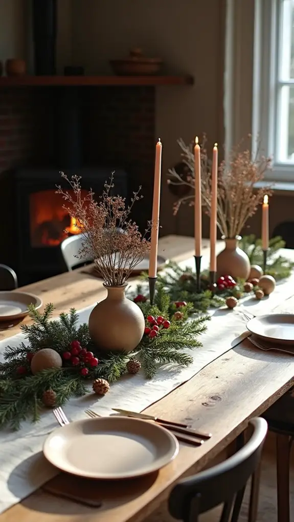 natural winter table decor