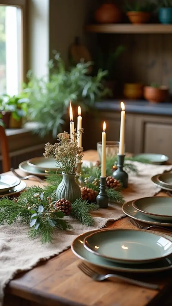 nature inspired christmas table setting