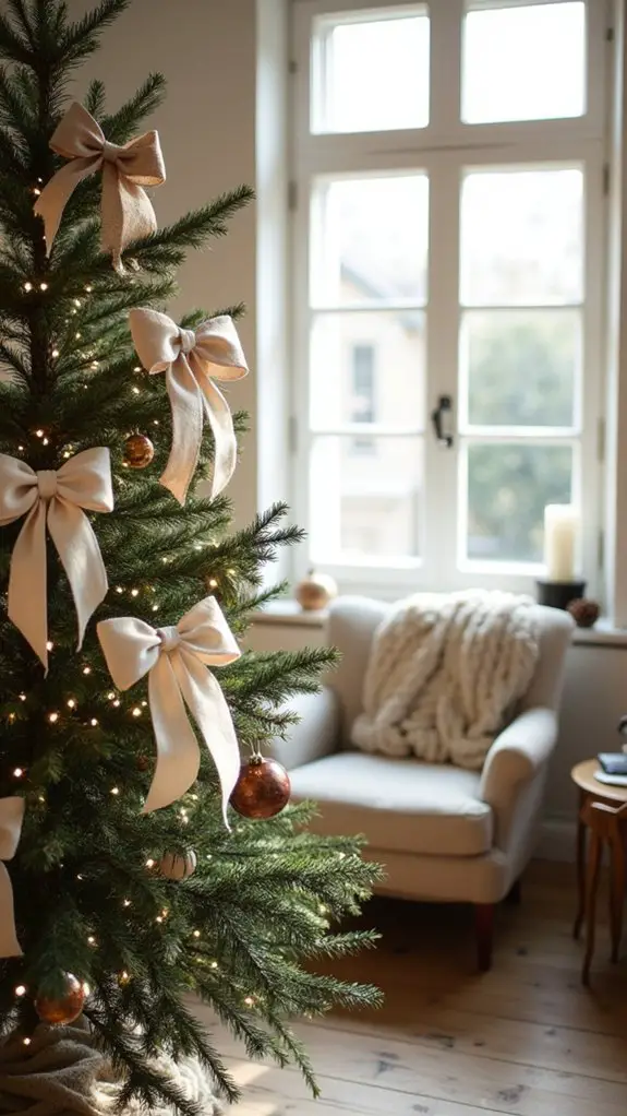 neutral fabric bows enhance