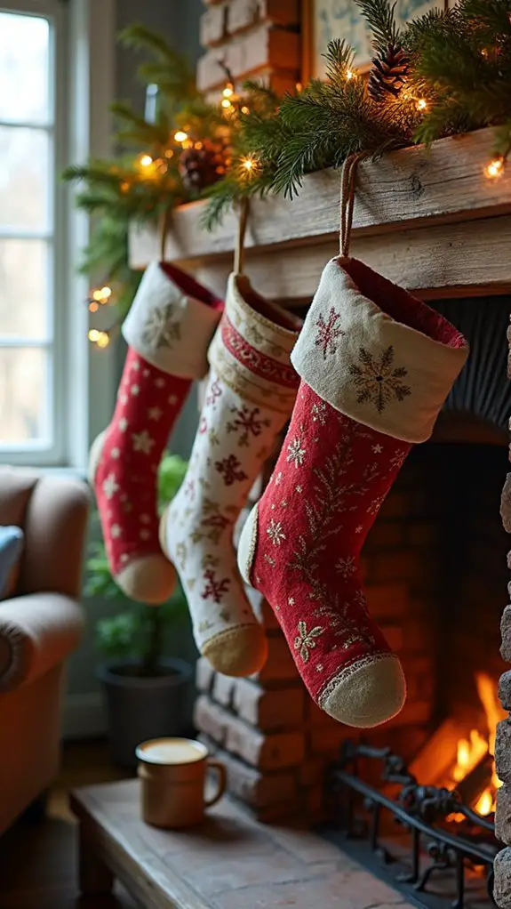 nostalgic vintage stocking display
