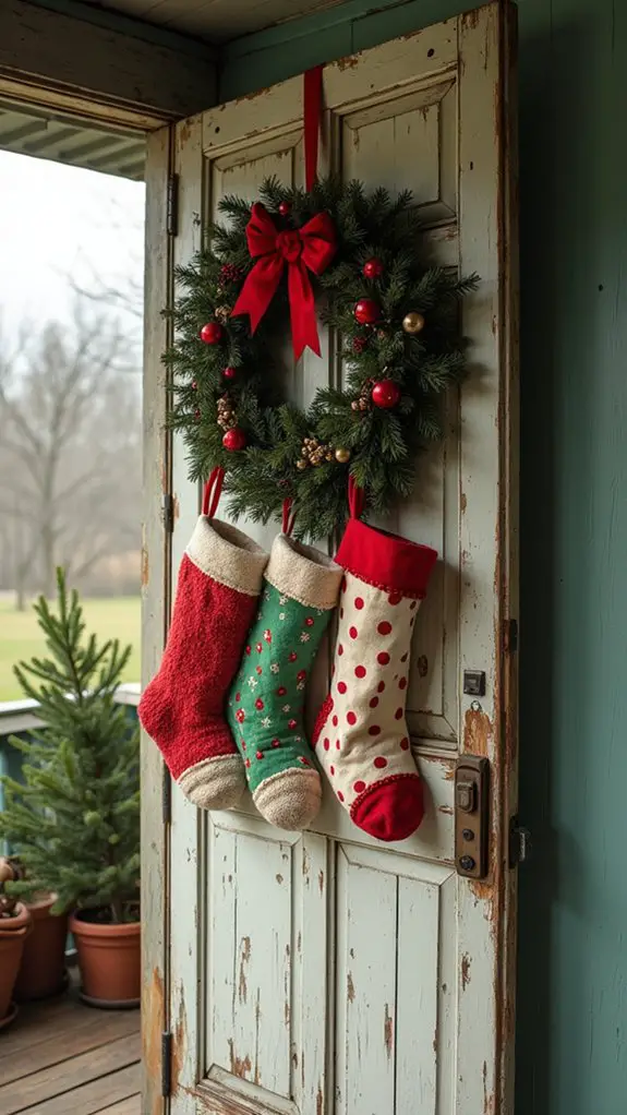 nostalgic vintage stocking wreath