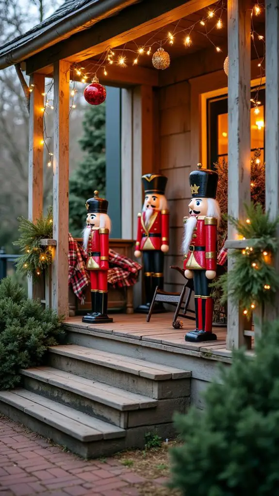 nutcracker themed holiday porch decor