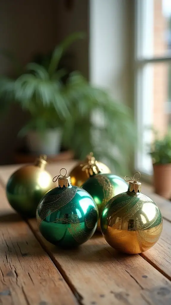 ombre metallic holiday ornaments