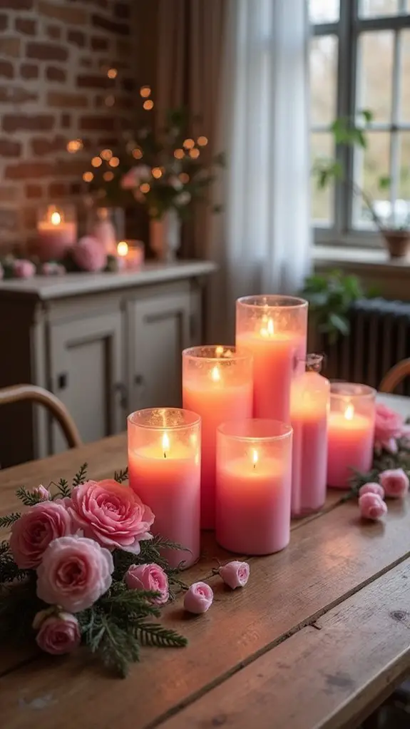 ombre pink candle arrangement