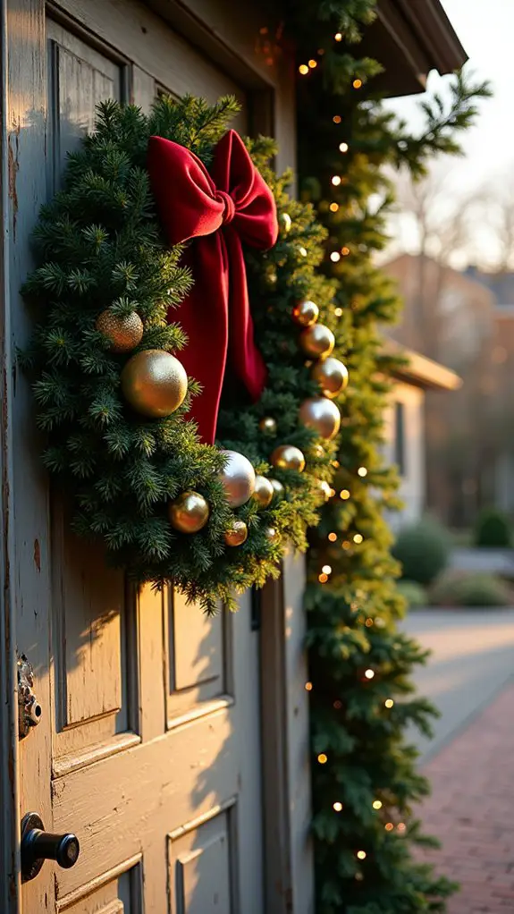 oversized bow enhances wreath