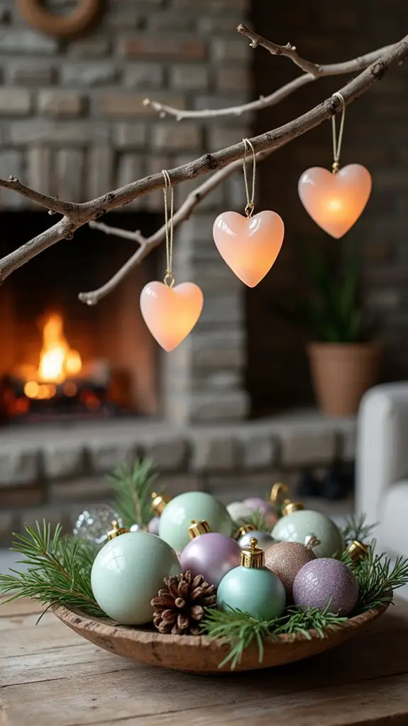 pale peach heart decorations