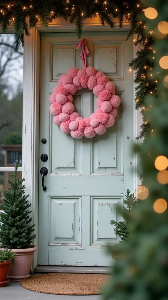 pastel pink pom pom wreath