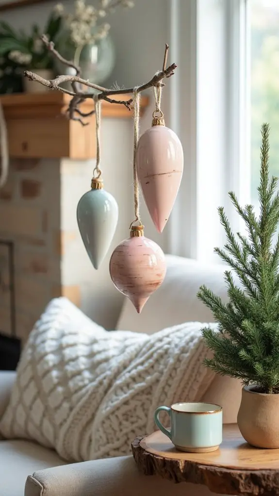 pastel wood holiday ornaments