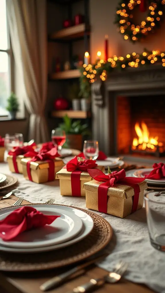 personalized red and gold favors