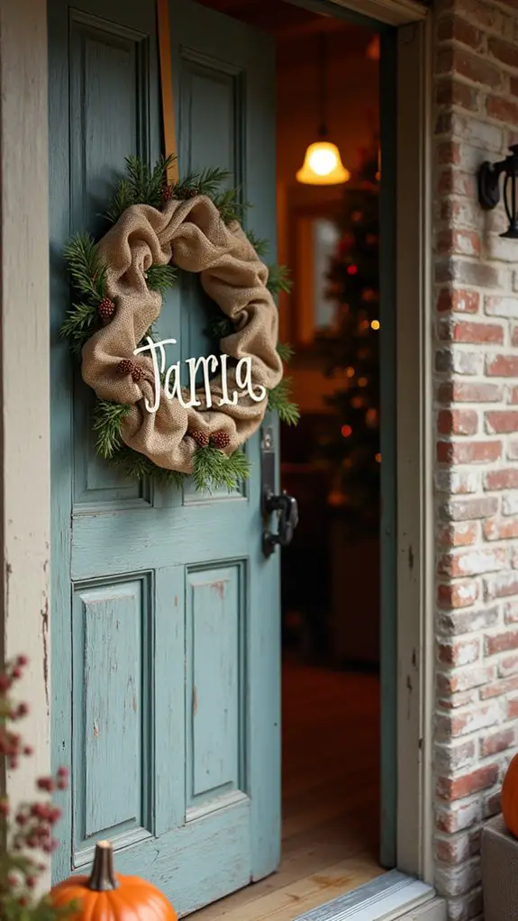 personalized rustic family wreath