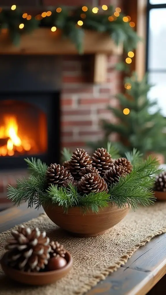 pinecone cedar holiday centerpiece