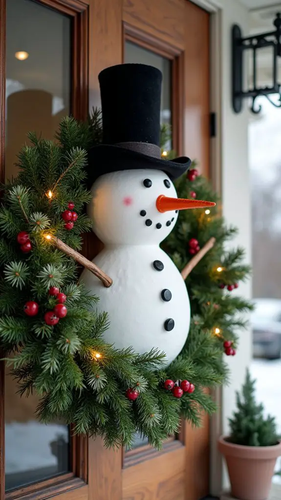 playful holiday snowman wreath