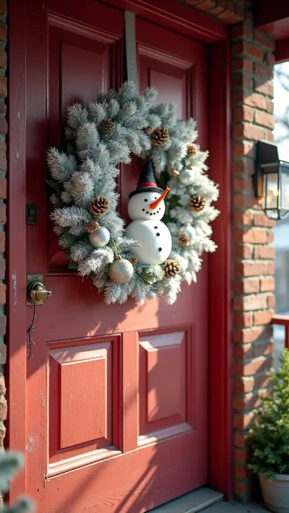 playful holiday snowman wreath