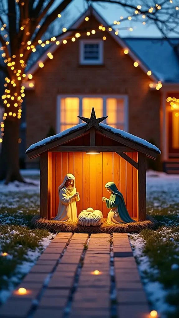 projected lights nativity scene