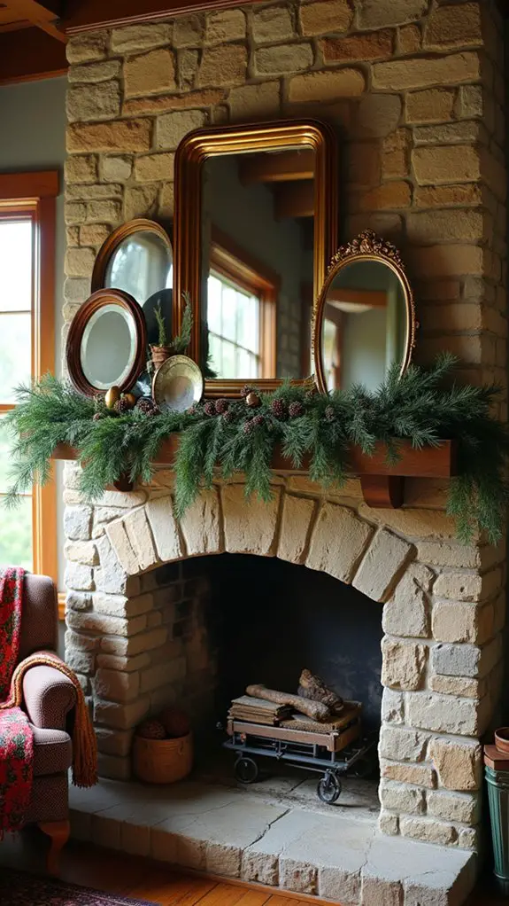 reflective christmas mantle decor