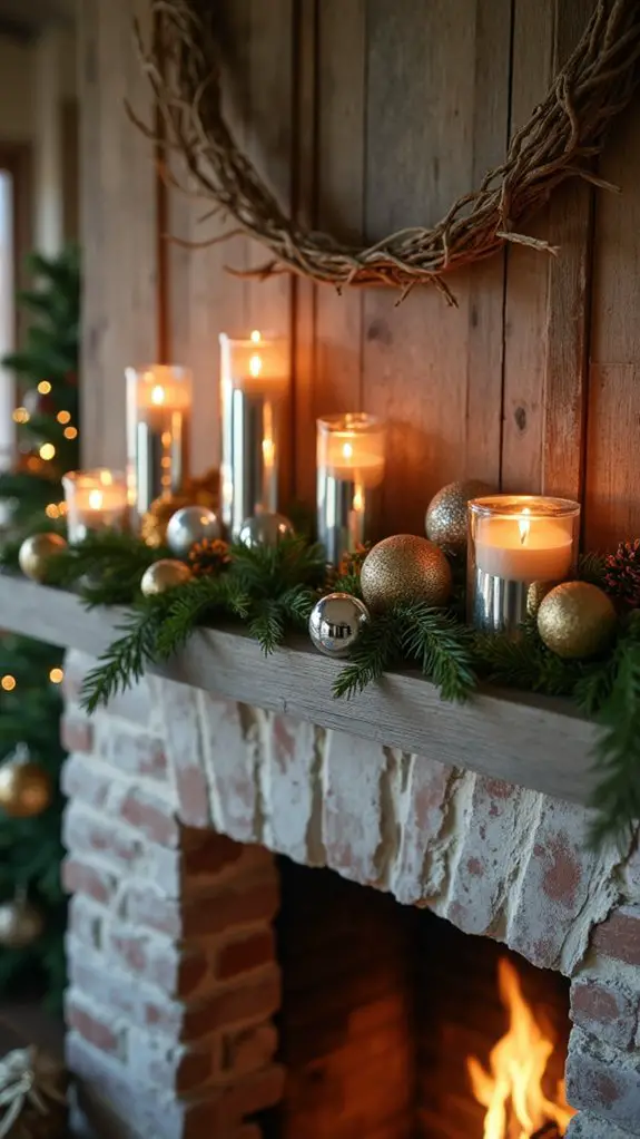 reflective festive mantle decor