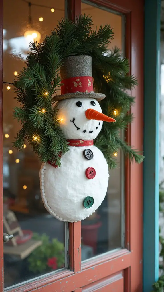 repurposed snowman wreath creation