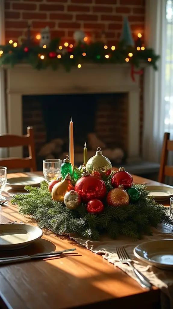 retro glass ornament centerpieces