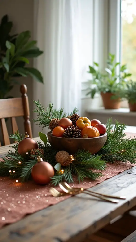 rose gold greenery centerpiece